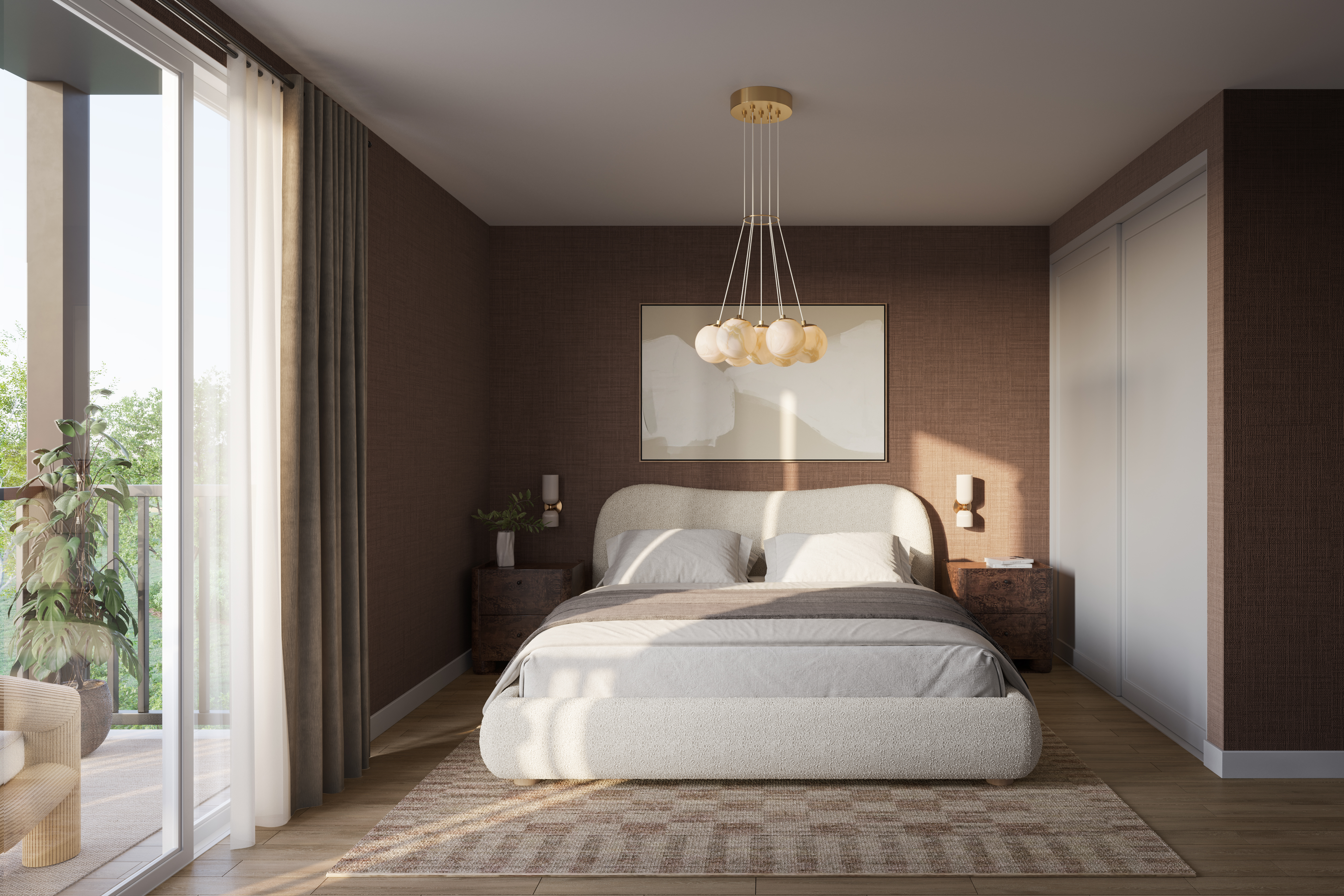 Primary bedroom at Aura Lakeview Village upper residence